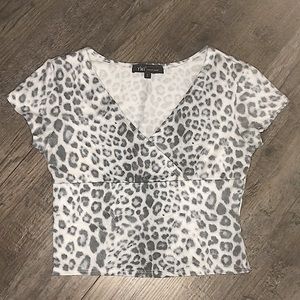 Grey cheetah print crop top